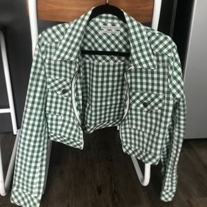 green checkered crop jacket from Urban Outfitters